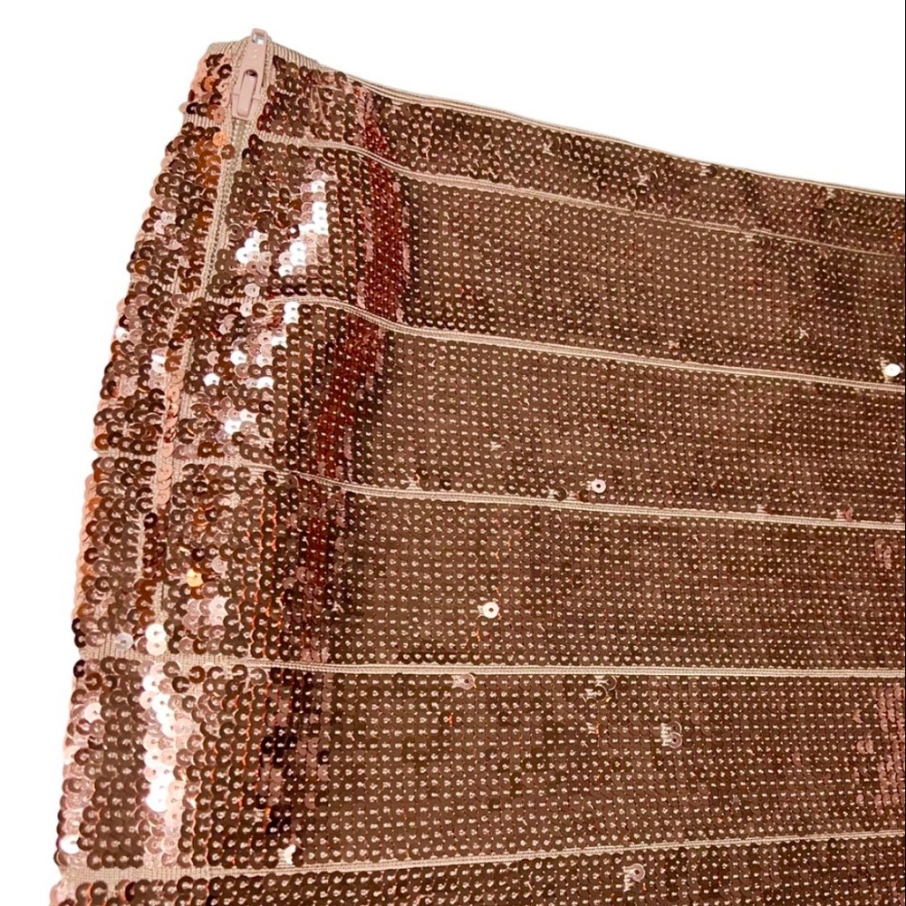 Haute Hippie Sequins Bandage Style Rose Gold Mini Skirt - Picture 6 of 9